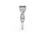 White gold Fancy Green Emerald Cut Diamond Solitaire Ring with Four-Prong Setting and Twisted Pavé Band_36