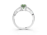 White gold Fancy Green Emerald Cut Diamond Solitaire Ring with Four-Prong Setting and Twisted Pavé Band_37