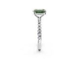 White gold Fancy Green Emerald Cut Diamond Solitaire Ring with Pavé Band and Four-Prong Setting_89