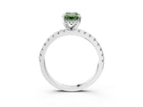 White gold Fancy Green Emerald Cut Diamond Solitaire Ring with Pavé Band and Four-Prong Setting_90