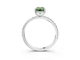 White gold Fancy Green Emerald Cut Diamond Solitaire Ring with Pavé Band and Hidden Halo_35