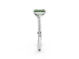 White gold Fancy Green Emerald Cut Diamond Solitaire Ring with Pavé Band and Prong Setting_14
