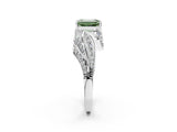 White gold Fancy Green Emerald Cut Diamond Solitaire Ring with Prong Setting and Twisted Pavé Band_14