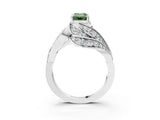 White gold Fancy Green Emerald Cut Diamond Solitaire Ring with Prong Setting and Twisted Pavé Band_15