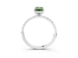 White gold Fancy Green Emerald Cut Diamond Solitaire Ring with Round  Pavé Band and Prong Setting_210