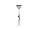 White gold Fancy Green Emerald Cut Diamond Solitaire Ring with Six-Prong Setting and Classic Band_322