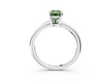 White gold Fancy Green Emerald Cut Diamond Solitaire Ring with Six-Prong Setting and Classic Band_323