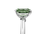 White gold Fancy Green Emerald Cut Diamond Solitaire Ring with Six-Prong Setting and Classic Band_323