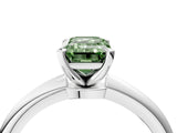 White gold Fancy Green Emerald Cut Diamond Solitaire Ring with Six-Prong Setting and Classic Band_324