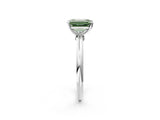 White gold Fancy Green Emerald Cut Diamond Solitaire Ring with Six-Prong Setting and Classic Band_328