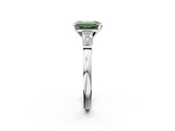 White gold Fancy Green Emerald  Cut Diamond Solitaire Ring with Tapered Baguette Accents and Four-Prong Setting_78