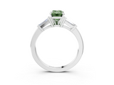 White gold Fancy Green Emerald  Cut Diamond Solitaire Ring with Tapered Baguette Accents and Four-Prong Setting_79