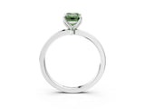 White gold Fancy Green Emerald Cut Diamond Solitaire Ring with Thin Band and Prong Setting_44