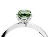 White gold Fancy Green Emerald Cut Diamond Solitaire Ring with Thin Band and Prong Setting_45
