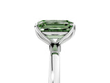 White gold Fancy Green Emerald Cut Diamond Solitaire Ring with Thin Band and Prong Setting_46