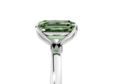 White gold Fancy Green Emerald Cut Diamond Solitaire Ring with Thin Band and Prong Setting_70