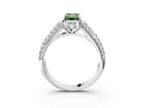 White gold Fancy Green Emerald Cut Diamond Solitaire Ring with Three-Row Pavé Band and Four-Prong Setting_47