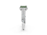 White gold Fancy Green Emerald Cut Diamond Solitaire Ring with Three-Row Pavé Band and Four-Prong Setting_50