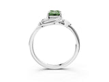White gold Fancy Green Emerald Cut Diamond Solitaire Ring with Twist Band and Four-Prong Setting_84