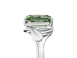 White gold Fancy Green Emerald Cut Diamond Solitaire Ring with Twist Band and Four-Prong Setting_86