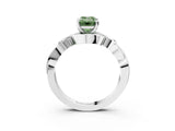 White gold Fancy Green Emerald Cut Diamond Solitaire Ring with Twisted Band and Prong Setting_382