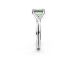 White gold Fancy Green Emerald Cut Diamond Solitaire Twist Band Prong Setting Ring_68
