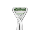 White gold Fancy Green Emerald Cut Diamond Solitaire Twist Band Prong Setting Ring_72