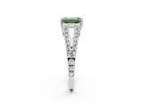 White gold Fancy Green Emerald Cut Diamond Split Shank Pavé Engagement Ring with Four-Prong Setting_71