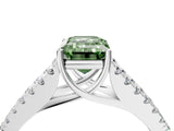White gold Fancy Green Emerald Cut Diamond Split Shank Pavé Engagement Ring with Four-Prong Setting_73