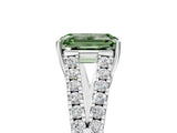 White gold Fancy Green Emerald Cut Diamond Split Shank Pavé Engagement Ring with Four-Prong Setting_74