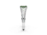 White gold Fancy Green Emerald Cut Diamond Split Shank Ring with Pavé Band and Four-Prong Setting_66