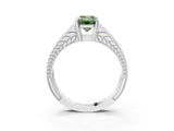 White gold Fancy Green Emerald Cut Diamond Split Shank Ring with Pavé Band and Four-Prong Setting_67