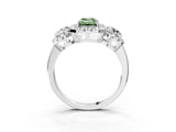 White gold Fancy Green Emerald Cut Diamond Three-Stone Halo Ring with Prong Setting and Pavé Accents_3