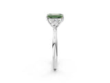 White gold Fancy Green Emerald Cut Diamond Three-Stone Ring with Pear  Side Stones and Prong Setting_110