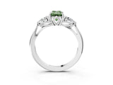 White gold Fancy Green Emerald Cut Diamond Three-Stone Ring with Pear  Side Stones and Prong Setting_111