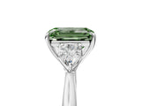 White gold Fancy Green Emerald Cut Diamond Three-Stone Ring with Pear  Side Stones and Prong Setting_113
