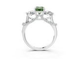 White gold Fancy Green Emerald Cut Diamond Three-Stone Ring with Prong Setting and Pavé Band_3