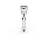 White gold Fancy Green Emerald Cut Diamond Three-Stone Ring with Prong Setting and Textured Band_14