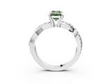 White gold Fancy Green Emerald  Cut Diamond Twist Band Solitaire with Prong Setting_56