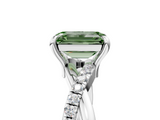 White gold Fancy Green Emerald  Cut Diamond Twist Band Solitaire with Prong Setting_58