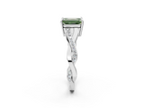 White gold Fancy Green Emerald  Cut Diamond Twisted Band Engagement Ring with Prong Setting_5
