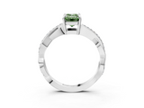 White gold Fancy Green Emerald  Cut Diamond Twisted Band Engagement Ring with Prong Setting_6