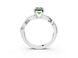 White gold Fancy Green Emerald  Cut Diamond Twisted Band with Pavé Setting and Four-Prong Setting_23