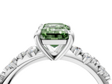 White gold Fancy Green Emerald  Cut Diamond Vine Band with Four-Prong Setting_92