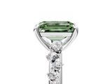 White gold Fancy Green Emerald  Cut Diamond Vine Band with Four-Prong Setting_93