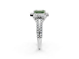 White gold Fancy Green Emerald  Cut Double Halo Diamond Engagement Ring with Pave Band and Four-Prong Setting_57