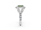 White gold Fancy Green Emerald  Cut Double Halo Split Shank Diamond Ring with Prong Setting_51