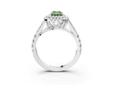 White gold Fancy Green Emerald  Cut Double Halo Split Shank Diamond Ring with Prong Setting_52