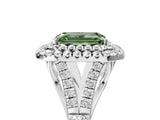 White gold Fancy Green Emerald  Cut Double Halo Split Shank Diamond Ring with Prong Setting_54