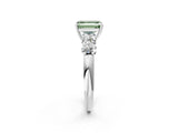 White gold Fancy Green Emerald  Cut Five-Stone Prong Set Diamond Ring with Classic Band_34